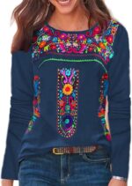 Long Sleeve Tops for Women With Floral Embroidered - Image 5