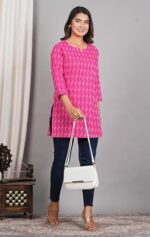 Traditional Cotton Print Kurta Office Short Kurti Tops Tunics for Women - Image 5