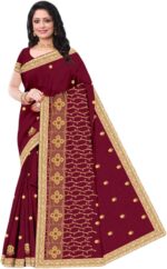 Women's Indian Silk Saree Embroidered Designer soft Fancy Saree With Unstitched Blouse Piece for Gift, Wedding, Festivals