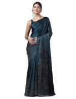 Women's Satin Silk Hot Fixing Saree with Unstitched Blouse Piece - Image 9