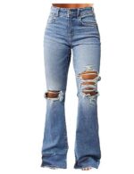 Women's Ripped Bell Bottom Jeans Bootcut