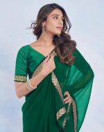 Women's Georgette Lace Saree With Unstitched Blouse Piece - Image 3