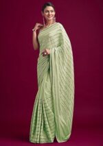 Women's Silk Paper Mirror Work Embroidery Saree - Image 4