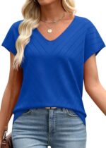 Short Sleeve V Neck Trendy Tops - Image 12