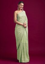 Women's Silk Paper Mirror Work Embroidery Saree - Image 3