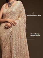 Women's Heavy Georgette Sequins Work Heavy Saree with Blouse - Image 6