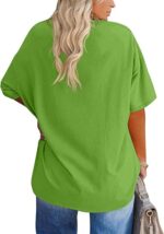 Women's Plus Size V Neck T Shirts Summer Half Sleeve Tees Casual Loose Fit Cotton Tunic Tops - Image 3