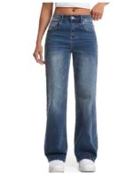 Straight Jeans for Women,High Waisted Wide Loose Stretchy