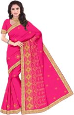 Women's Indian Silk Saree Embroidered Designer soft Fancy Saree With Unstitched Blouse Piece for Gift, Wedding, Festivals