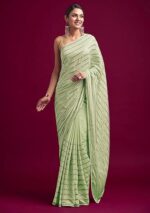 Women's Silk Paper Mirror Work Embroidery Saree - Image 2