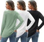 3 Pcs Combo, Womens Long Sleeve Shirts V Neck Tops - Image 6