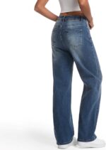 Straight Jeans for Women,High Waisted Wide Loose Stretchy - Image 3