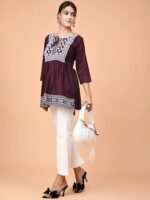 Short Kurti for Women With Embroidered Tops 3/4 Sleeves - Image 3