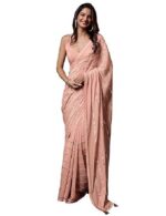 Women's Silk Paper Mirror Work Embroidery Saree
