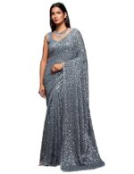 Women's Heavy Georgette Sequins Work Heavy Saree with Blouse