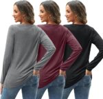 3 Pcs Combo, Womens Long Sleeve Shirts V Neck Tops - Image 5