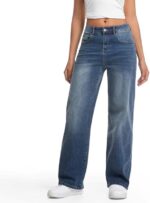 Straight Jeans for Women,High Waisted Wide Loose Stretchy - Image 4
