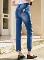 Womens Jeans High Waisted Stretchy Ripped Straight Ankle Fit - Image 5