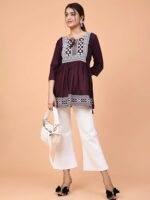 Short Kurti for Women With Embroidered Tops 3/4 Sleeves - Image 2