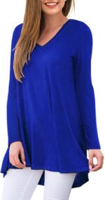 Women's Plus Size V Neck T Shirts Casual Loose Fit Tunic Tops