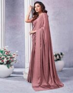 Women's Satin Silk Hot Fixing Saree with Unstitched Blouse Piece