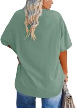 Women's Plus Size V Neck T Shirts Summer Half Sleeve Tees Casual Loose Fit Cotton Tunic Tops - Image 3