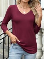 Womens 3/4 Length Sleeve Top V Neck Summer T-Shirts - Image 8