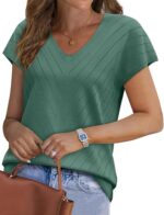 Short Sleeve V Neck Trendy Tops - Image 4
