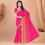 Women's Indian Silk Saree Embroidered Designer soft Fancy Saree With Unstitched Blouse Piece for Gift, Wedding, Festivals - Image 3