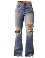 Women's Ripped Bell Bottom Jeans Bootcut