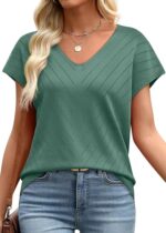 Short Sleeve V Neck Trendy Tops