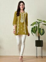 Short Kurti for Women With Embroidered Tops 3/4 Sleeves - Image 3