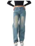 Straight Jeans for Women,High Waisted Wide Loose Stretchy