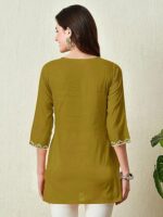 Short Kurti for Women With Embroidered Tops 3/4 Sleeves - Image 2