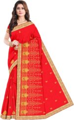 Women's Indian Silk Saree Embroidered Designer soft Fancy Saree With Unstitched Blouse Piece for Gift, Wedding, Festivals