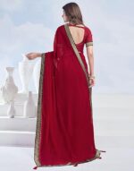 Women's Georgette Lace Saree With Unstitched Blouse Piece - Image 5