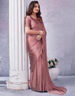 Women's Satin Silk Hot Fixing Saree with Unstitched Blouse Piece - Image 7