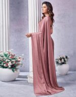 Women's Satin Silk Hot Fixing Saree with Unstitched Blouse Piece - Image 4