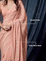 Women's Silk Paper Mirror Work Embroidery Saree - Image 3