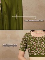 Indian Sari Printed Art Silk Saree with Blouse Piece - Image 9