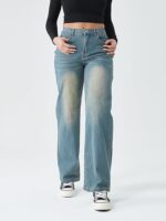 Straight Jeans for Women,High Waisted Wide Loose Stretchy - Image 4