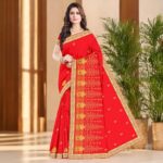 Women's Indian Silk Saree Embroidered Designer soft Fancy Saree With Unstitched Blouse Piece for Gift, Wedding, Festivals - Image 4