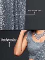 Women's Heavy Georgette Sequins Work Heavy Saree with Blouse - Image 2
