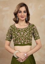 Indian Sari Printed Art Silk Saree with Blouse Piece - Image 8