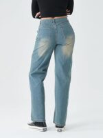 Straight Jeans for Women,High Waisted Wide Loose Stretchy - Image 3