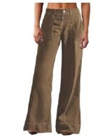 Straight Fit Mid Rise Baggy Pocket Denim Jeans Without Belt