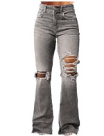 Women's Ripped Bell Bottom Jeans Bootcut