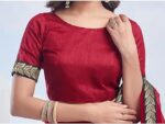 Women's Georgette Lace Saree With Unstitched Blouse Piece - Image 7