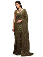 Women's Heavy Georgette Sequins Work Heavy Saree with Blouse