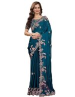 Indian Sari Printed Art Silk Saree with Blouse Piece